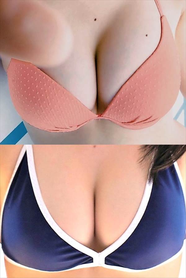 アイドル達のカラフルビキニ水着グラビアでおっぱいの谷間エロ画像