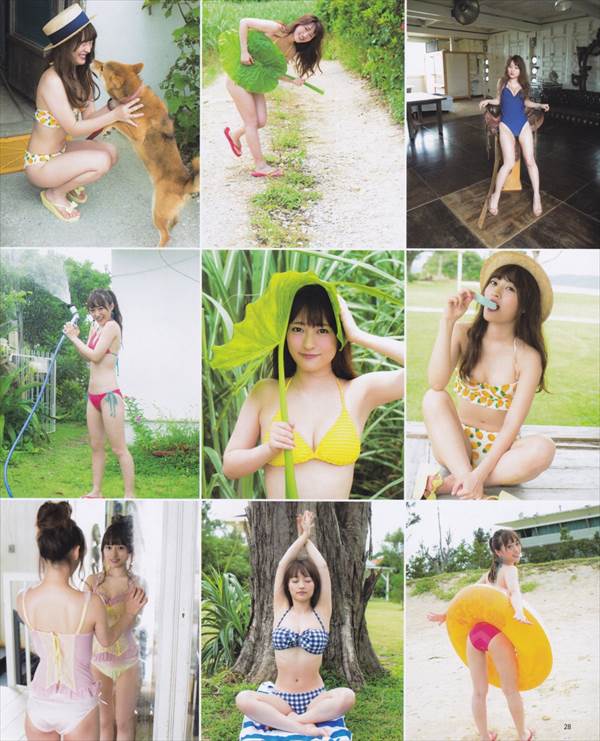 NMB48卒業する小谷里歩のビキニ水着で泡と水で濡れたエロい体画像