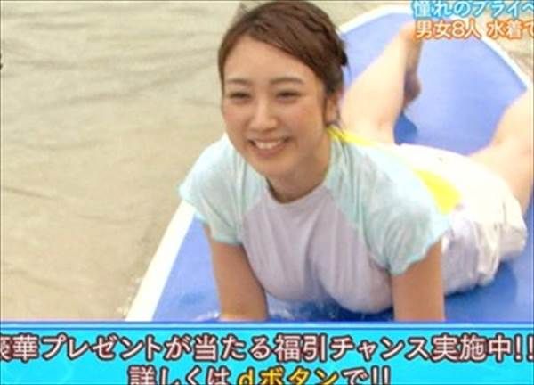 川田裕美アナの服の上から透けて見える胸の谷間画像