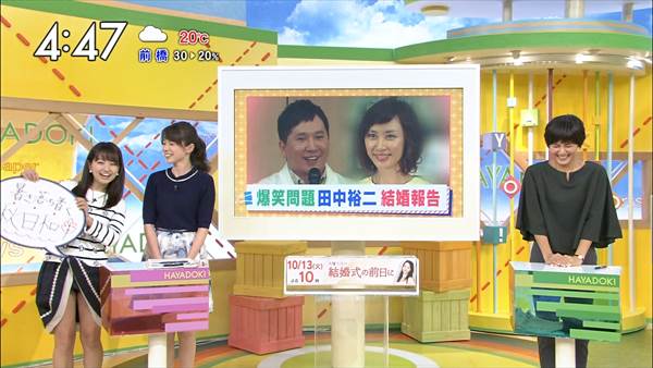美人お天気キャスター福岡良子がテレビでスカートがめくれてパンチラエロ画像