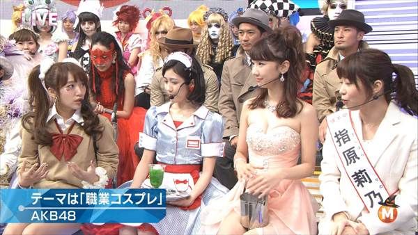 テレビでAKB48高橋みなみのハロウィン女子高生制服コスプレでエロい太もも画像